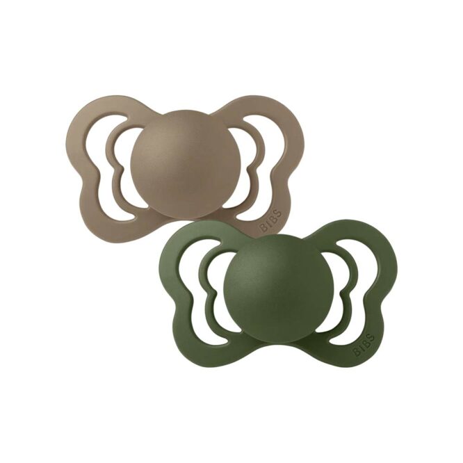 Bibs Couture Latex Pacifier - 2 Pcs, Dark Oak/Hunter Green