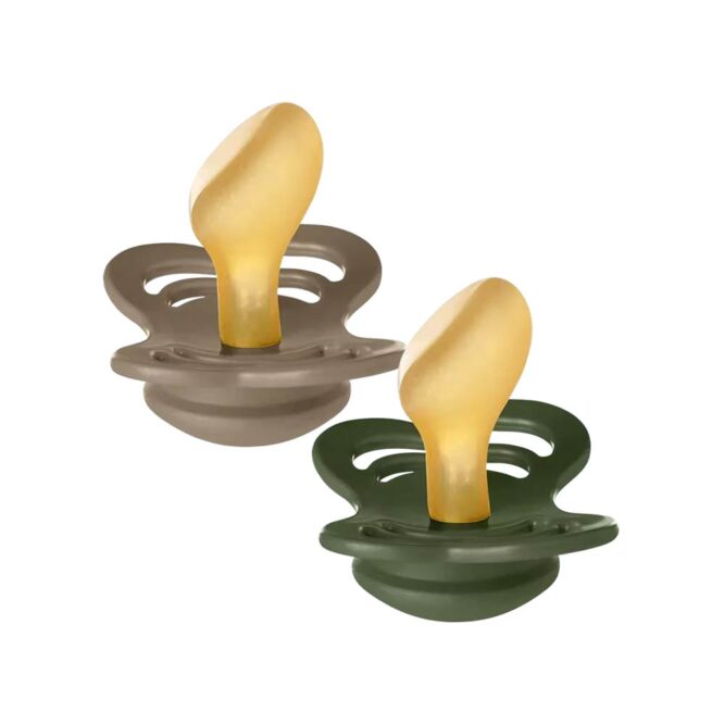 Bibs Couture Latex Pacifier - 2 Pcs, Dark Oak/Hunter Green
