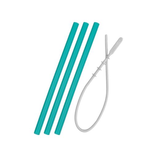 Minikoioi-Flexi-Straws-Brush-3Pcs-AquaGreen Minikoioi Flexi Straws & Brush - Aqua Green - 3 Pcs
