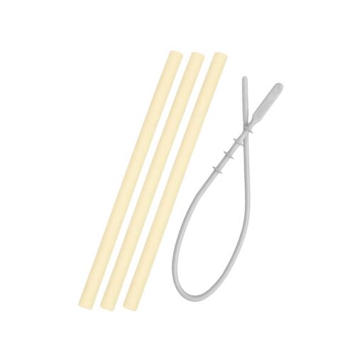 Minikoioi-Flexi-Straws-Brush-3Pcs-MellowYellow Minikoioi Flexi Straws & Brush - Mellow Yellow - 3 Pcs
