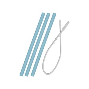 Minikoioi Flexi Straws & Brush - Mineral Blue - 3 Pcs