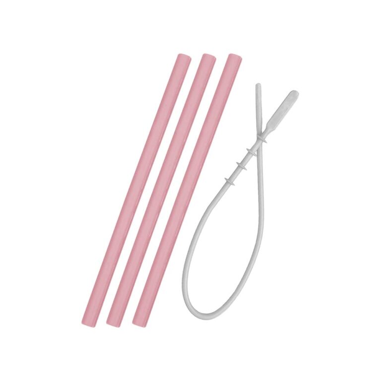 Minikoioi Flexi Straws & Brush - Pinky Pink - 3 Pcs