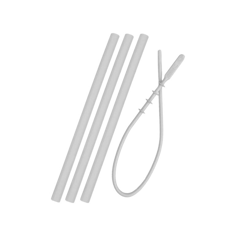 Minikoioi Flexi Straws & Brush - Powder Gray - 3 Pcs