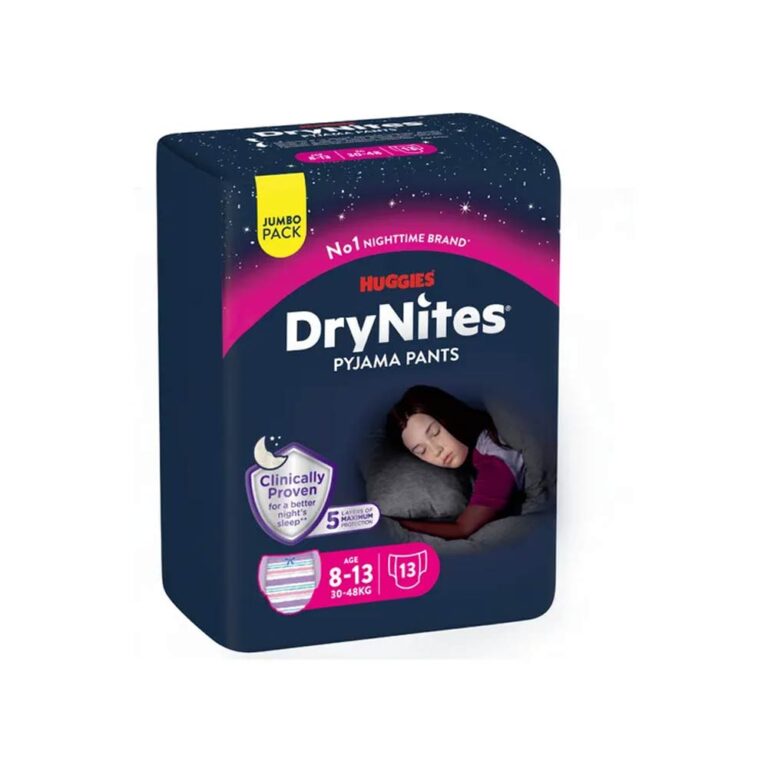 Huggies Drynites Pyjama Pants for Girls 8-13Yrs (30-48kg) - 13 Pcs Jumbo Pack