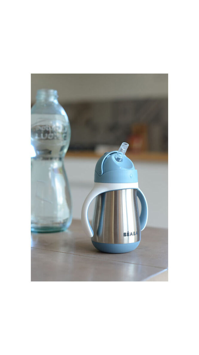 Beaba Stainless Steel Straw Cup (8m+) 250ml - Blue