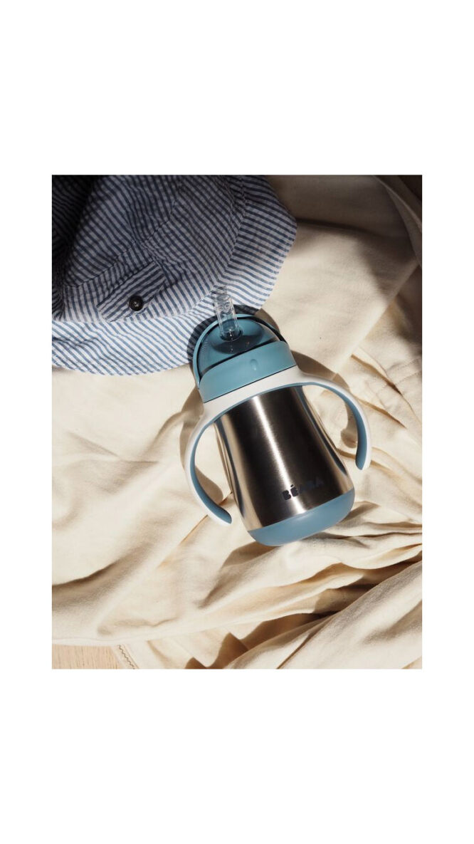Beaba Stainless Steel Straw Cup (8m+) 250ml - Blue