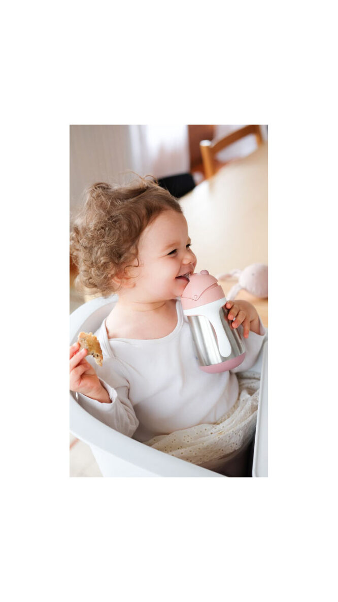 Beaba Stainless Steel Straw Cup (8m+) 250ml - Pink