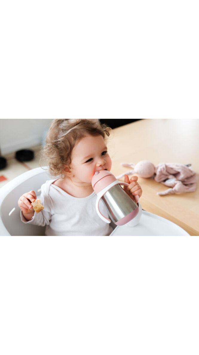 Beaba Stainless Steel Straw Cup (8m+) 250ml - Pink