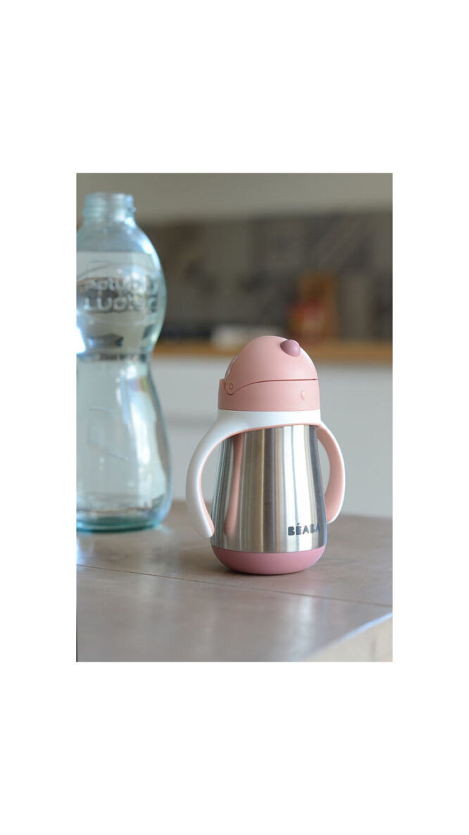 Beaba Stainless Steel Straw Cup (8m+) 250ml - Pink