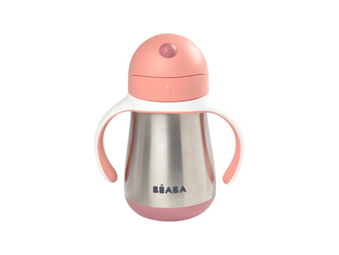 Beaba Stainless Steel Straw Cup (8m+) 250ml - Pink
