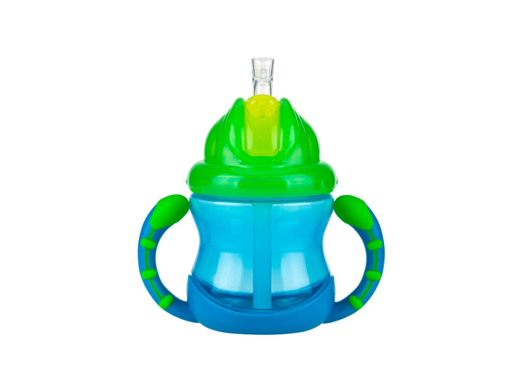 Nuby Two Handle Flip N' Sip Straw Cup Green (12m+) 240ml • Yuehlia