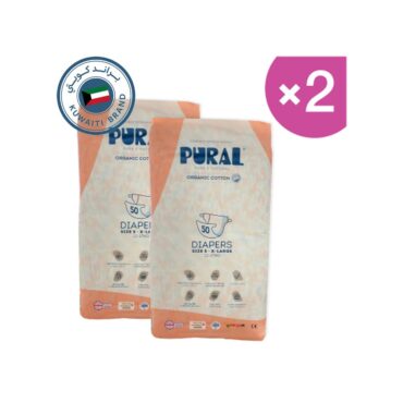 Pural Pure & Natural Organic Cotton Size 5 (12-17 kg) - XL - 100 Diapers | Pack of 2
