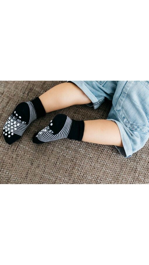 KipKepAntiSlipBlackDots KipKep Anti-Slip Stay-on-Socks Black Stripes - 1 Pair