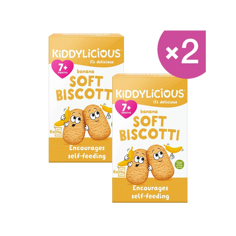 Kiddylicious Soft Biscotti Banana (7m+) 20g | 6-Pack | Pack of 2