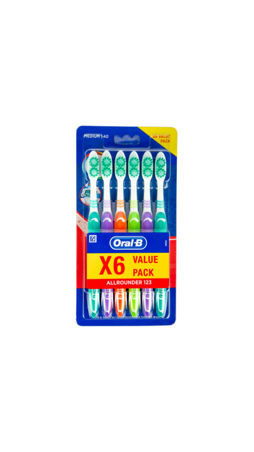 OralBToothbrushAllRounder123Medium6pcs OralBToothbrushAllRounder123Medium6pcs