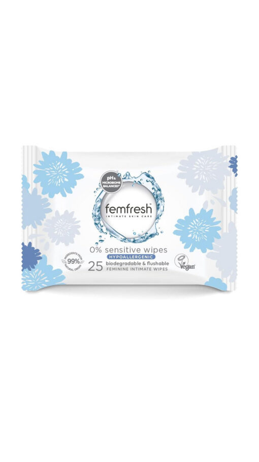 Femfresh Intimate Skincare 0% Sensitive Hypoallergenic Wipes, Pack of 25%SensitiveIntimateWipes25pcs Femfresh Intimate Skincare 0% Sensitive Hypoallergenic Wipes, Pack of 25