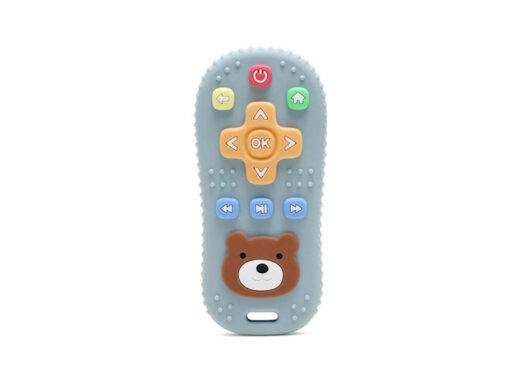 Remotetether-1 Tiny's silicone teether remote shape helps relieve pain and gum inflammation resulting from tooth growth. Made of safe and high-quality material.
