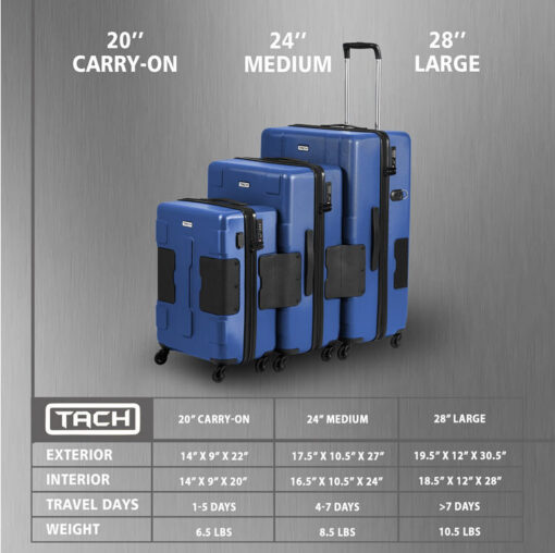 Tach V3 Connectable Luggage Bag Set of 3 - Midnight Blue Tach V3 Connectable Luggage Bag Set of 3 - Midnight Blue