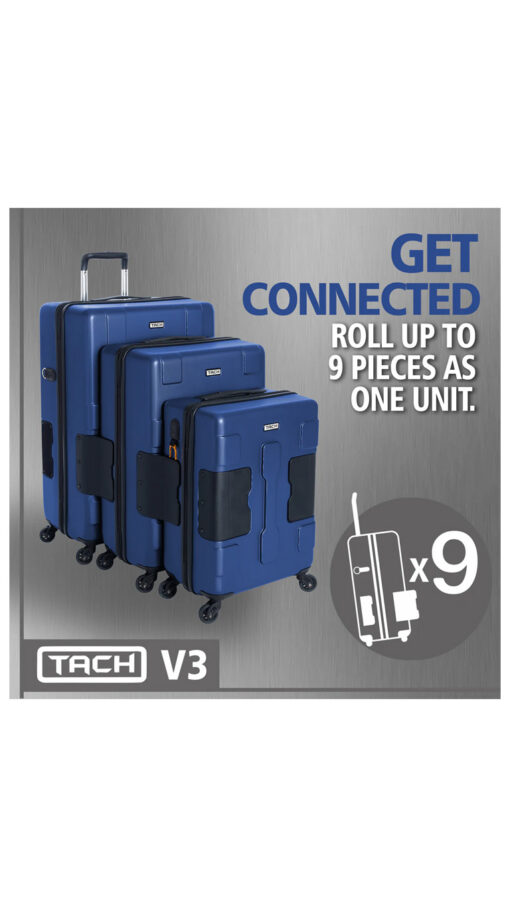 TachLuggageSuitcaseBlue2 Tach V3 Connectable Luggage Bag Set of 3 - Midnight Blue