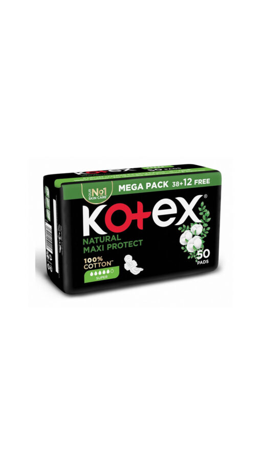 Kotex Maxi Thick Cotton Super Unscented (38+12 Free) - 50 Pads Mega Pack