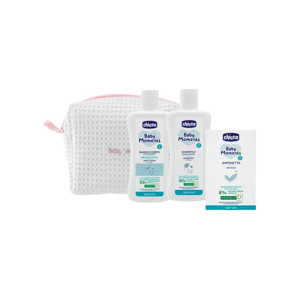 Chicco Baby Moments Beauty Set with Zip Bag - Pink