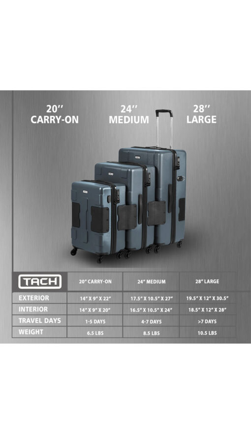 TachDarkGray5 Tach Luggage V3 Connectable Luggage Set of 3 – Dark Gray
