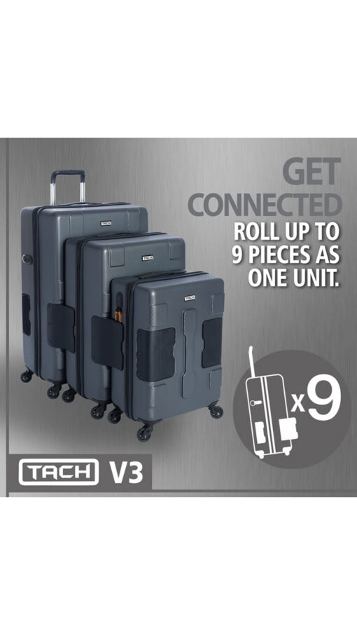 TachDarkGray2 Tach Luggage V3 Connectable Luggage Set of 3 – Dark Gray