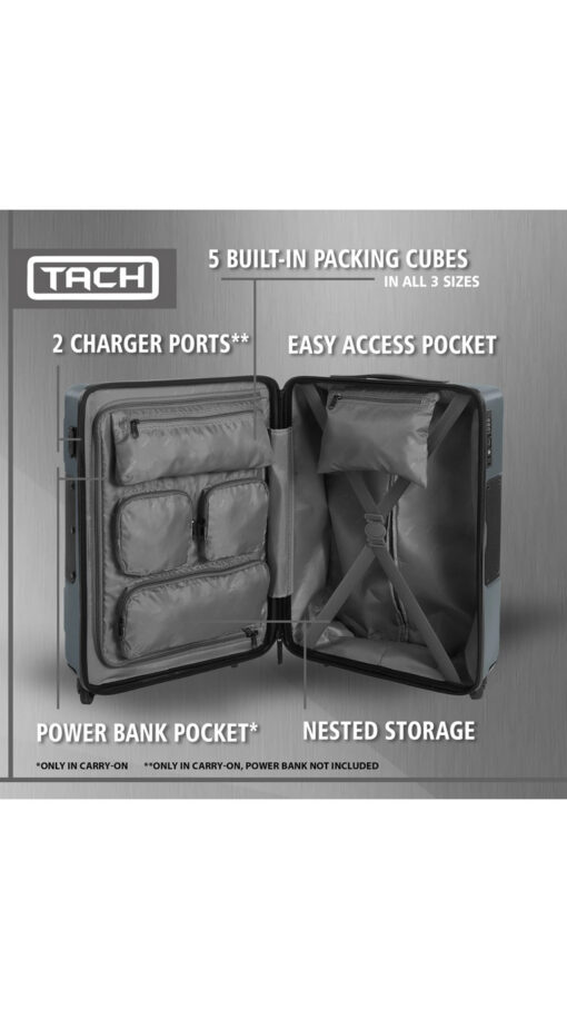 TachDarkGray4 Tach Luggage V3 Connectable Luggage Set of 3 – Dark Gray