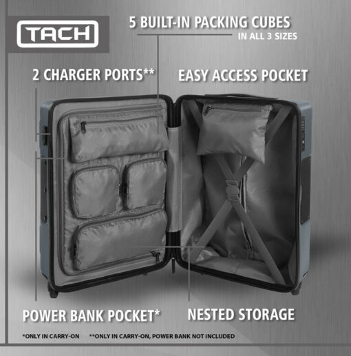 TachDarkGray4 Tach Luggage V3 Connectable Luggage Set of 3 – Dark Gray