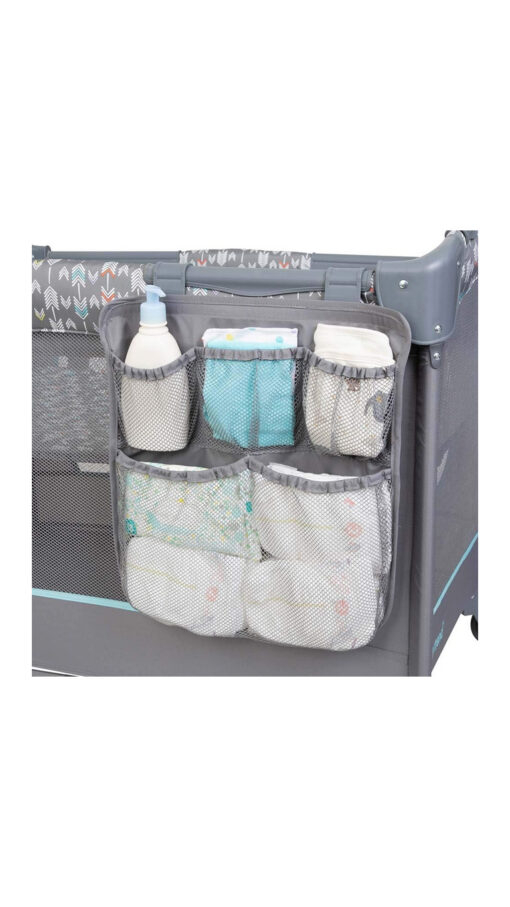 BabyTrendBedBlueGray3 Baby Trend Nursery Center Straight N Arrow – Sky Blue & Gray