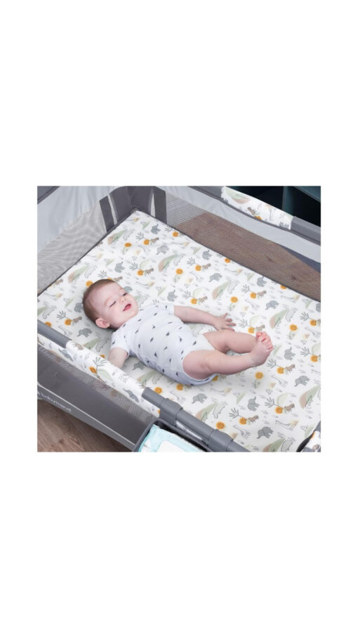 BabyTrendBedBlueGray4 Baby Trend Nursery Center Straight N Arrow – Sky Blue & Gray