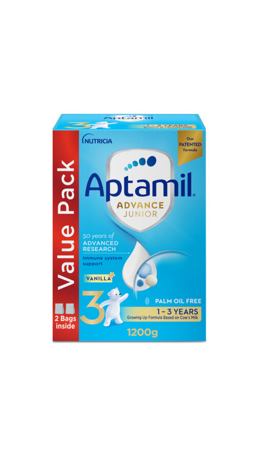 AptmilAdvanceJuniorValuePack1200g Aptamil Advance Junior Stage 3 Growing Up Formula Vanilla Flavour (1-3yrs) – 1200g Value Pack