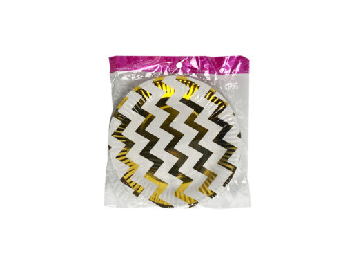 Party Food Plate Small Zig Zag - Golden