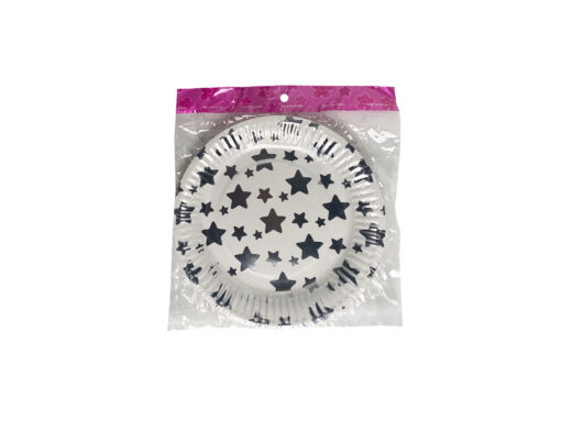 Party Food Plate Small Stars Silver - 6 pcs