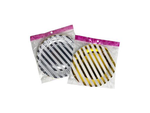 party-photo-44 Party Food Plate Big Stripes Silver Golden - 6 pcs