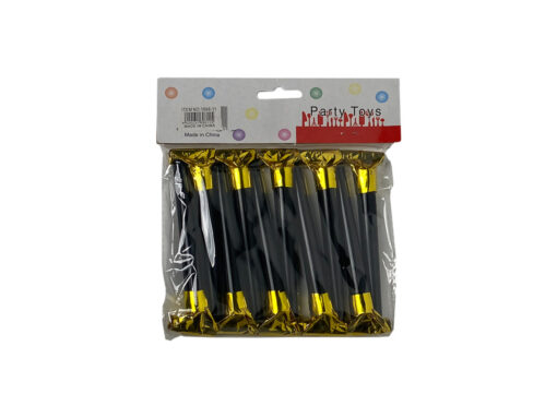 Party Blow Out Whistles Black Golden - 10 pcs