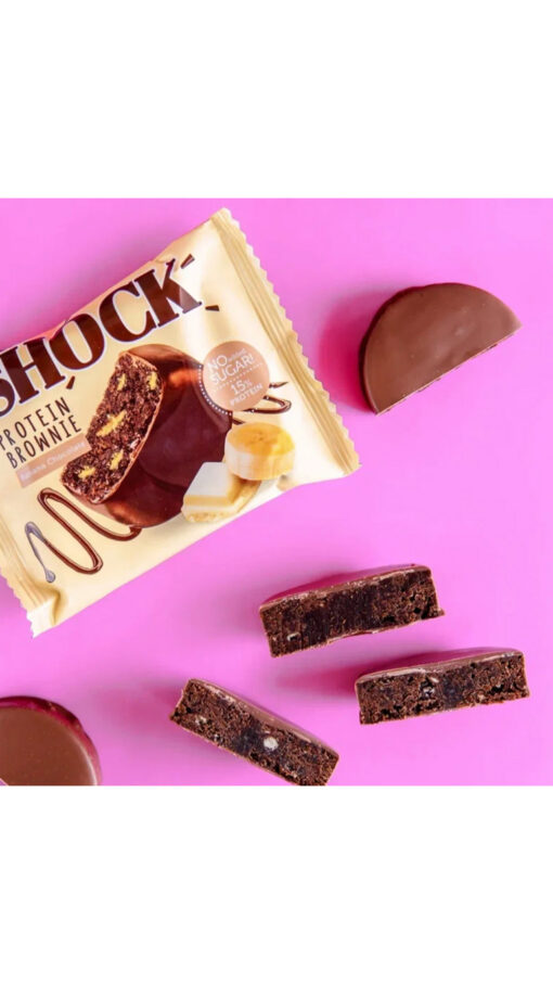FitnessShockProteinBrownie Fitness Shock White Banana Chocolate Protein Brownie – 50g