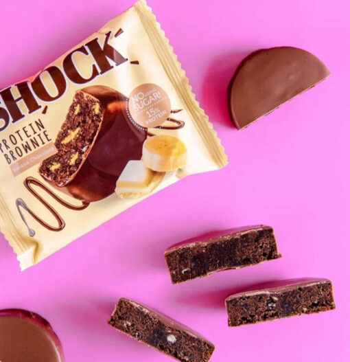 FitnessShockProteinBrownie Fitness Shock White Banana Chocolate Protein Brownie – 50g