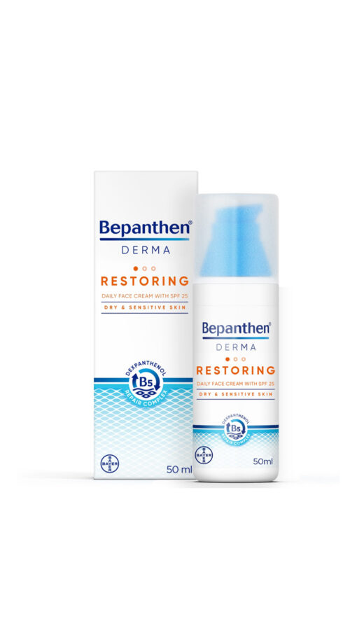 BepanthenFaceCream If you are looking for a lotion to help hydrate and repair your dry, sensitive skin, Bepanthen® DERMA Restoring Daily Body Lotion may be a good option for you.
