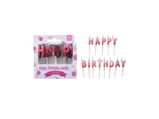1-party-candles-13-pcs Baby Party Happy Birthday Candles Pink Party - 13 pcs