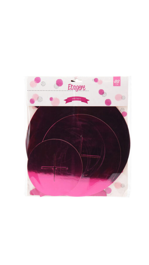 Baby Party Etagere Cardboard Metallic 3 Layer Pink - 32cm Baby Party Etagere Cardboard Metallic 3 Layer Pink - 32cm