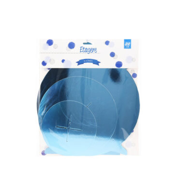 Baby Party Etagere Cardboard Metallic 3 Layer Blue - 32cm