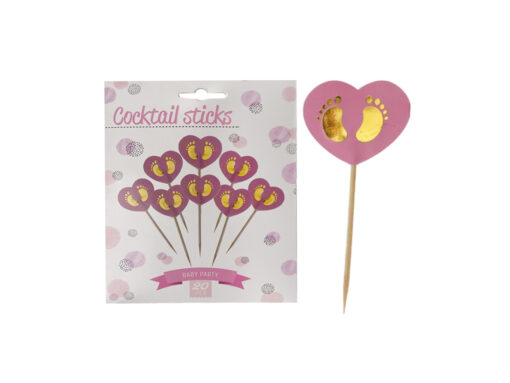 cocktail-sticks-pink-20-pcs Baby Party Cocktail Sticks Pink - 20 pcs