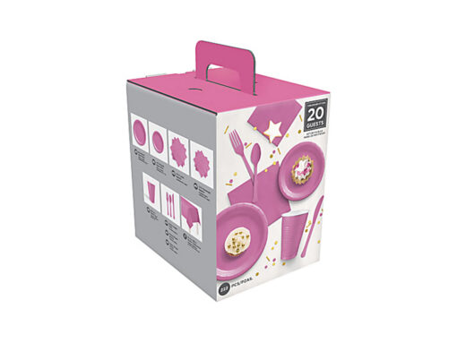 222-pcs-pink Baby Party Tableware Kit Bright Pink - 20 Guests