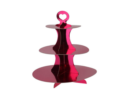 Baby Party Etagere Cardboard Metallic 3 Layer Pink - 32cm Baby Party Etagere Cardboard Metallic 3 Layer Pink - 32cm