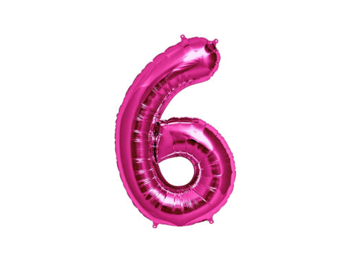 Baby Party Foil Balloon Pink Number 6 - 40cm Baby Party Foil Balloon Pink Number 6 - 40cm
