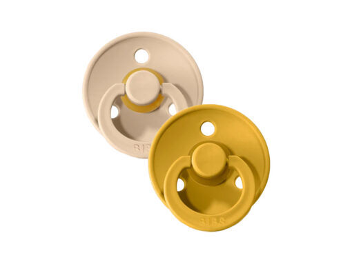 bibs-world-17 Bibs Colour Latex Pacifier Size 1 Vanilla/Mustard (0m+) - 2 Pcs