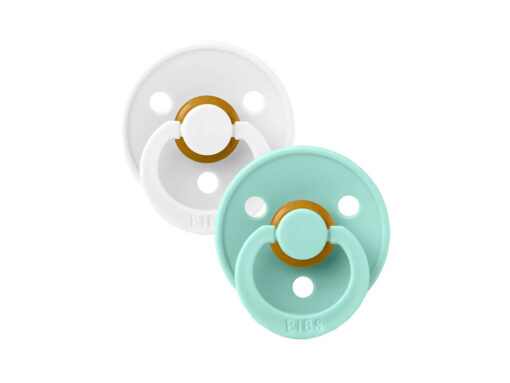 bibs-world-11 Bibs Colour Latex Pacifier Size 1 White/Mint (0m+) - 2 Pcs