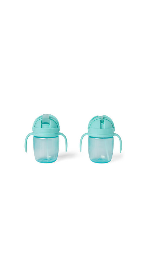 Skiphop-Sip-To-Straw-Cups-Teal-(6m+)-–-Pack-of-2 Skiphop Sip-To-Straw Cups Teal (6m+) - Pack of 2