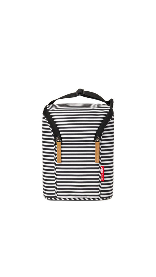 Skiphop Grab & Go Double Bottle Bag - Black/White Stripe